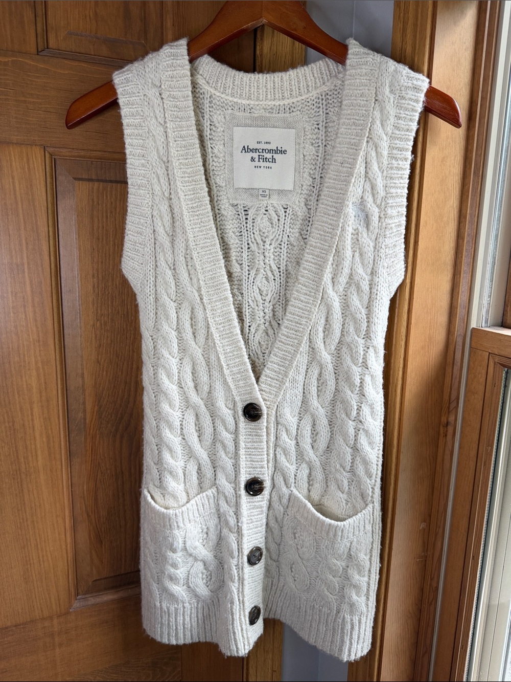 Vintage Abercrombie & Fitch Alpaca Blend Longline Cable Knit Sweater Vest Sz XS